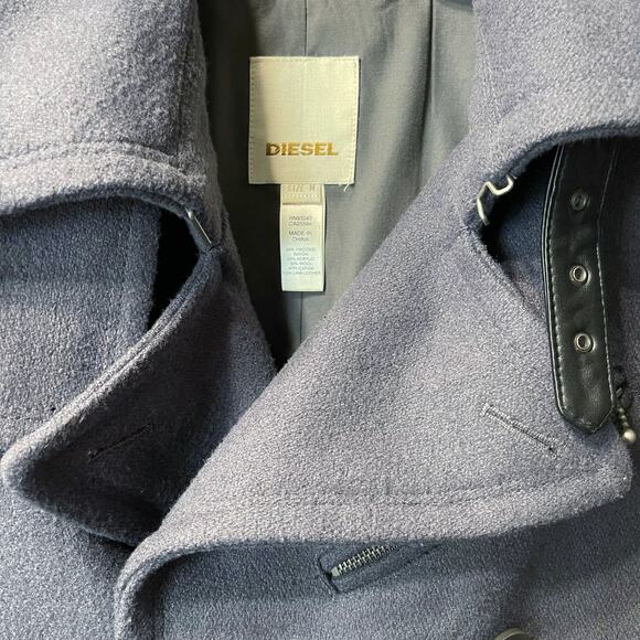 NWOT DIESEL Men’s Only the Brave Gray Wool Blend Double Breasted Coat - Picture 3 of 7